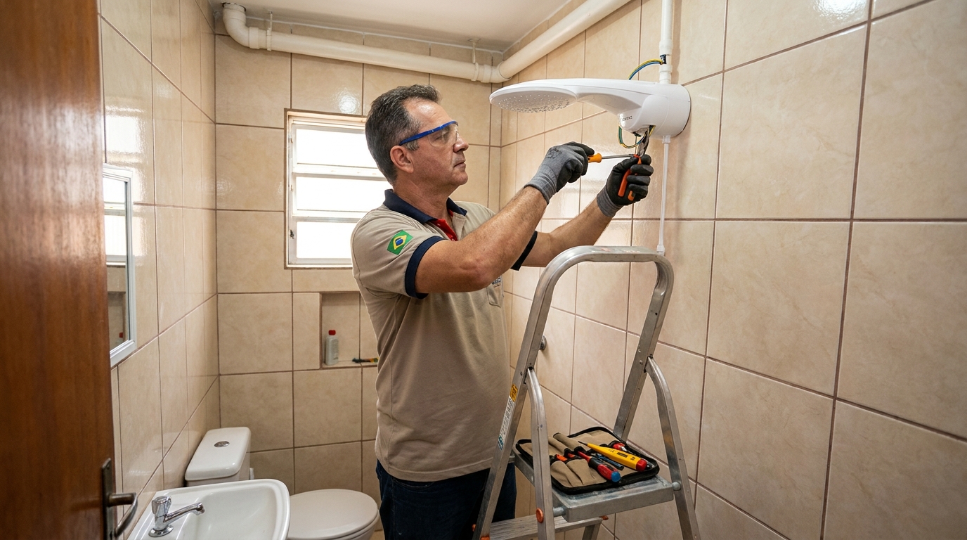 Instalação de chuveiro no banheiro em Porto Velho‑RO
